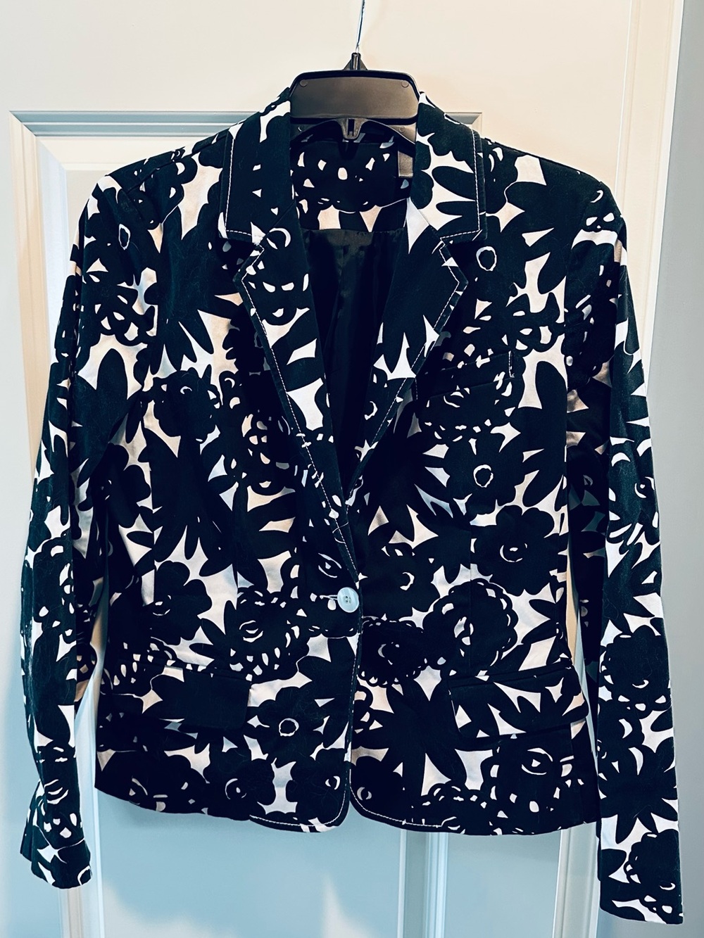 Liz Claiborne Black & White Floral Blazer Jacket - Women's Tailored Coat size 10